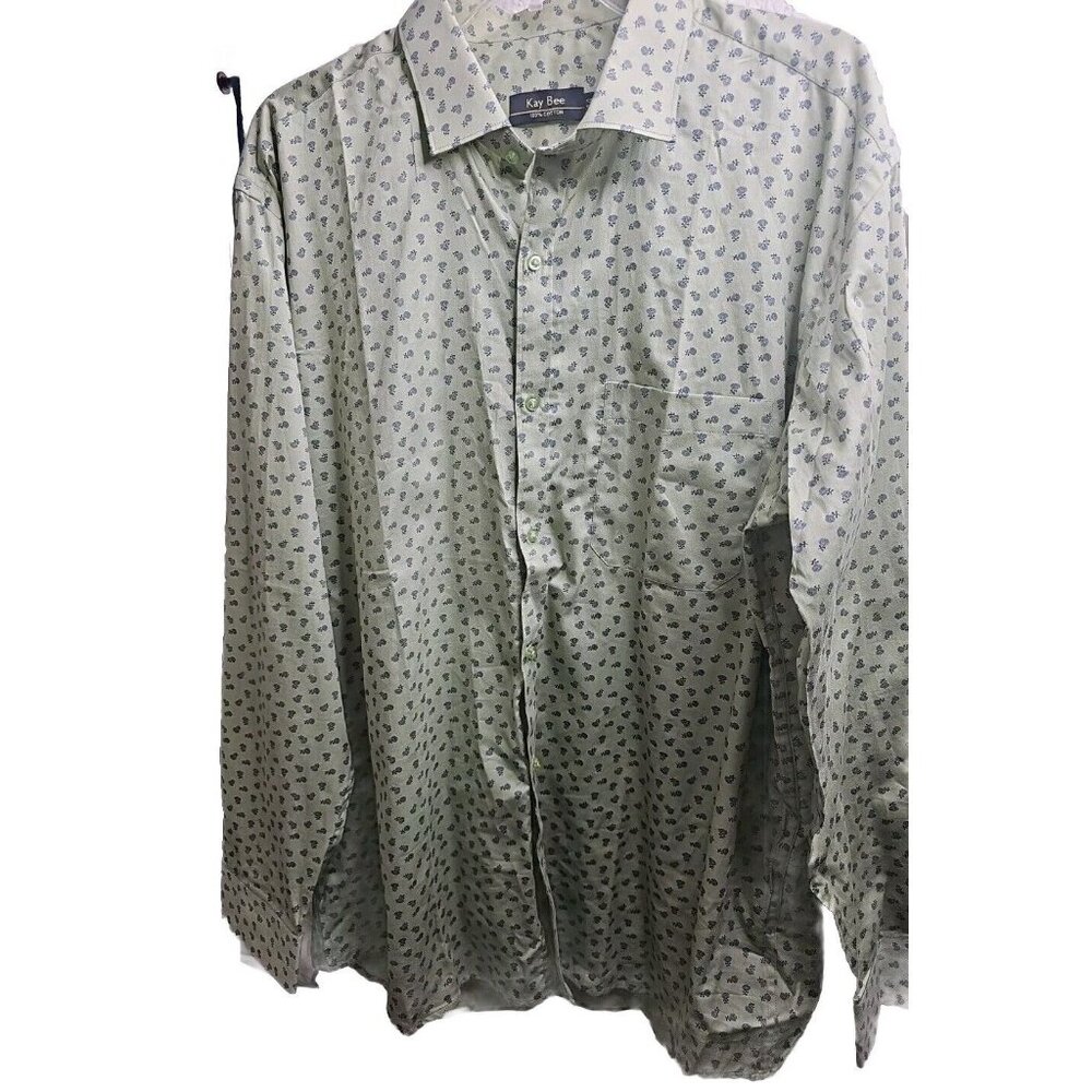 Kay Bee Mens 100% Cotton Floral Print Boho Preppy Long Sleeve Dress Shirt Sz XL